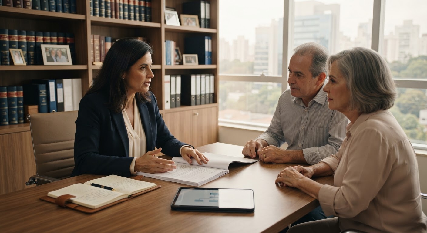 Advogados trabalhando em um escritório moderno
