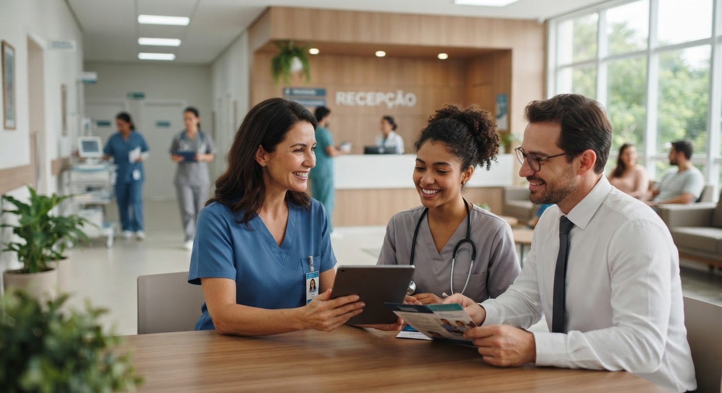 Enfermeira preparando medicamentos com foco e precisão em uma ala hospitalar organizada.