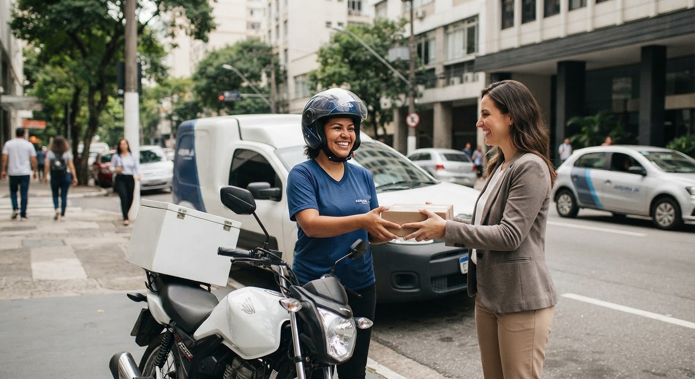 Operador de e-commerce organizando caixas com etiquetas prontas para envio em massa.
