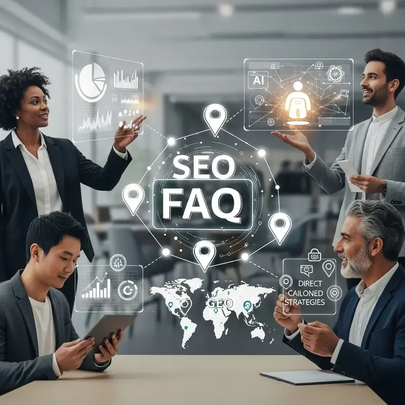 Ícones representando serviços de marketing, comunicação e design.