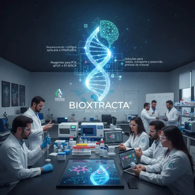 Microscópio e amostras em placas de Petri, simbolizando pesquisa molecular