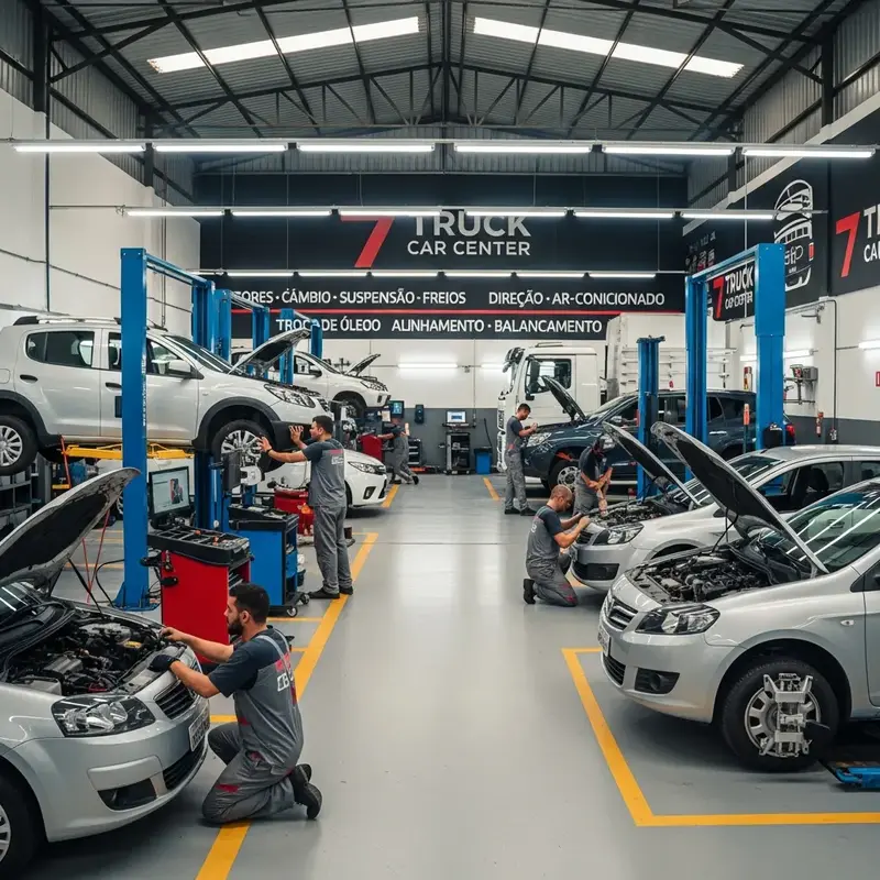 Mecânico inspecionando o motor de um veículo com ferramentas especializadas.