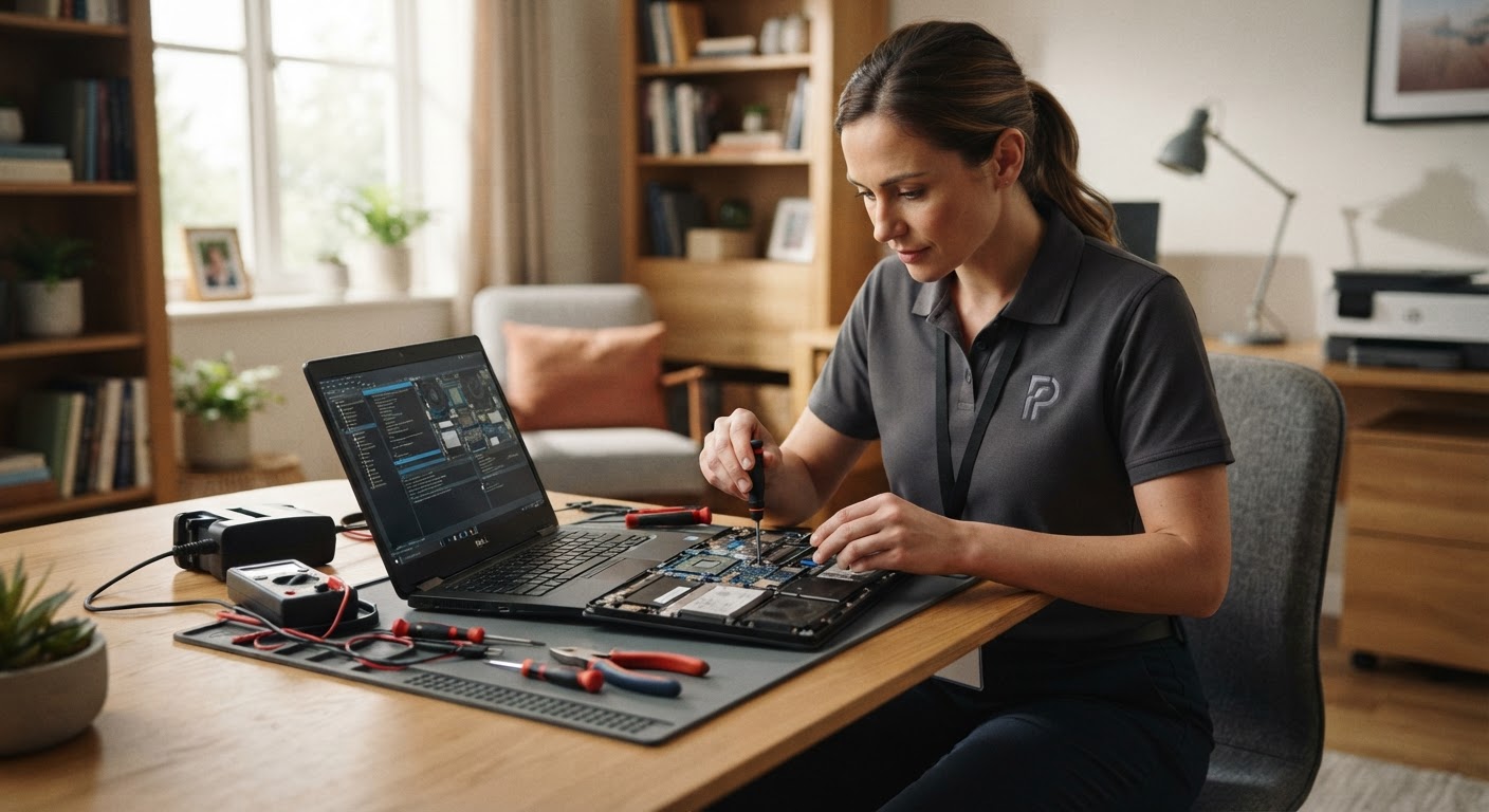 Vários componentes de hardware organizados em uma mesa, incluindo SSDs, memórias RAM e ferramentas para manutenção preventiva.