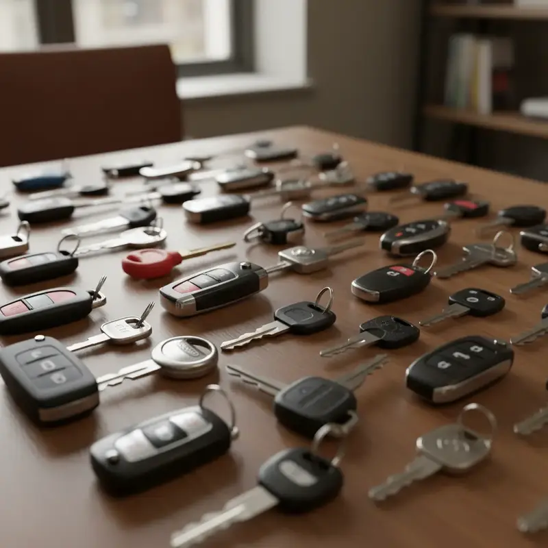 Chave de carro moderna com chip, representando serviço de codificação.