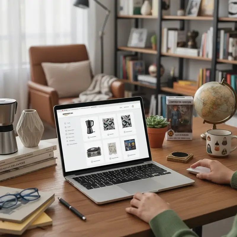 Objetos de decoração como vasos, quadros e luminárias com design moderno.