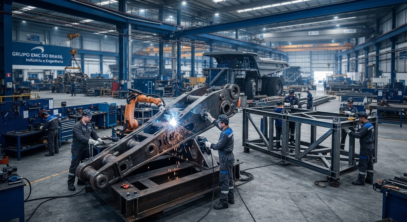 Operários realizando a montagem precisa de estrutura em steel frame de uma casa industrializada