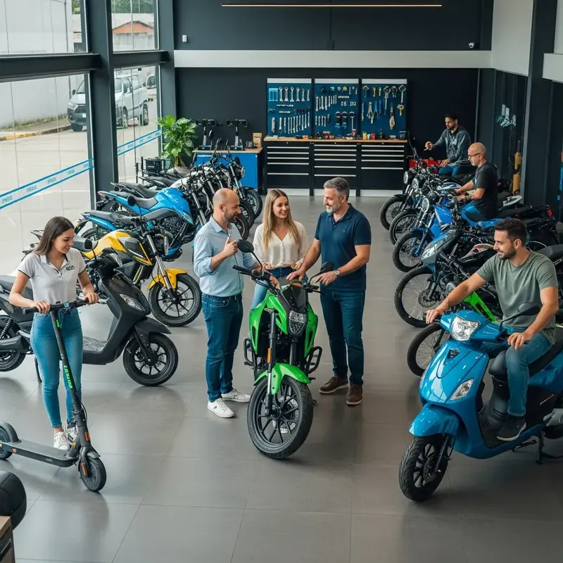 Vista aérea de Ribeirão Preto com veículos elétricos circulando, simbolizando a atuação local da EcoSpeed RP.