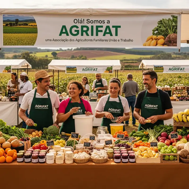 Mãos de agricultores segurando mudas verdes, simbolizando crescimento e cuidado.