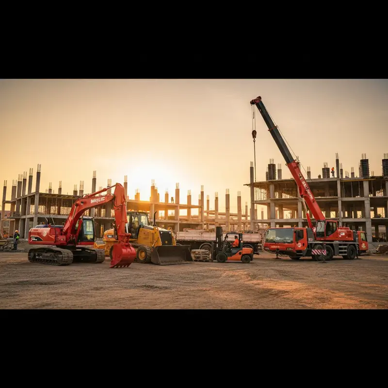 Retroescavadeira amarela operando em um canteiro de obras, movimentando terra.