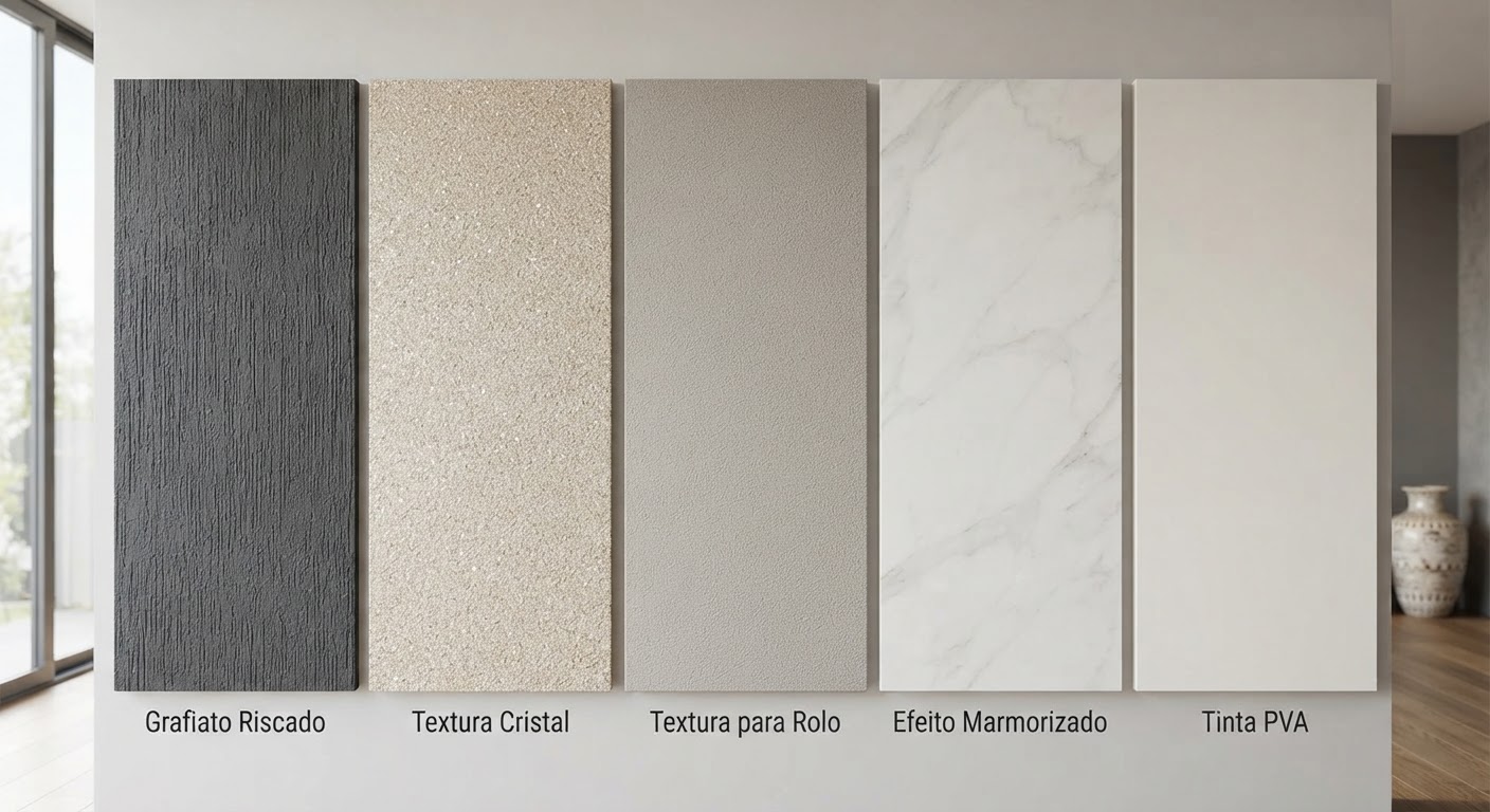 Parede externa revestida com grafiato riscado na cor areia em excelente iluminação.