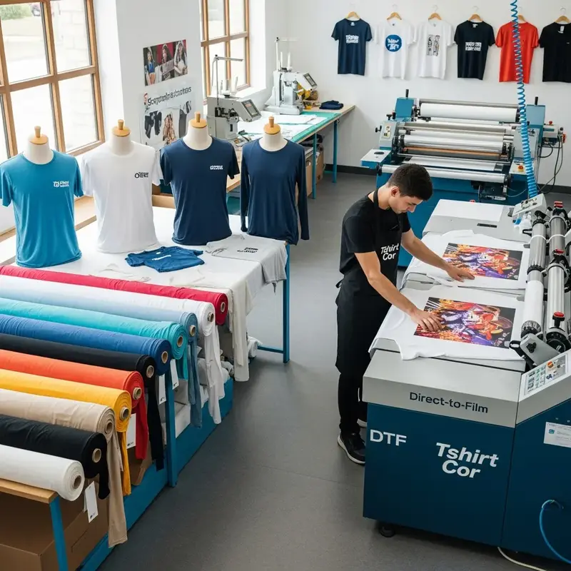 Grupo de funcionários usando uniformes personalizados da empresa