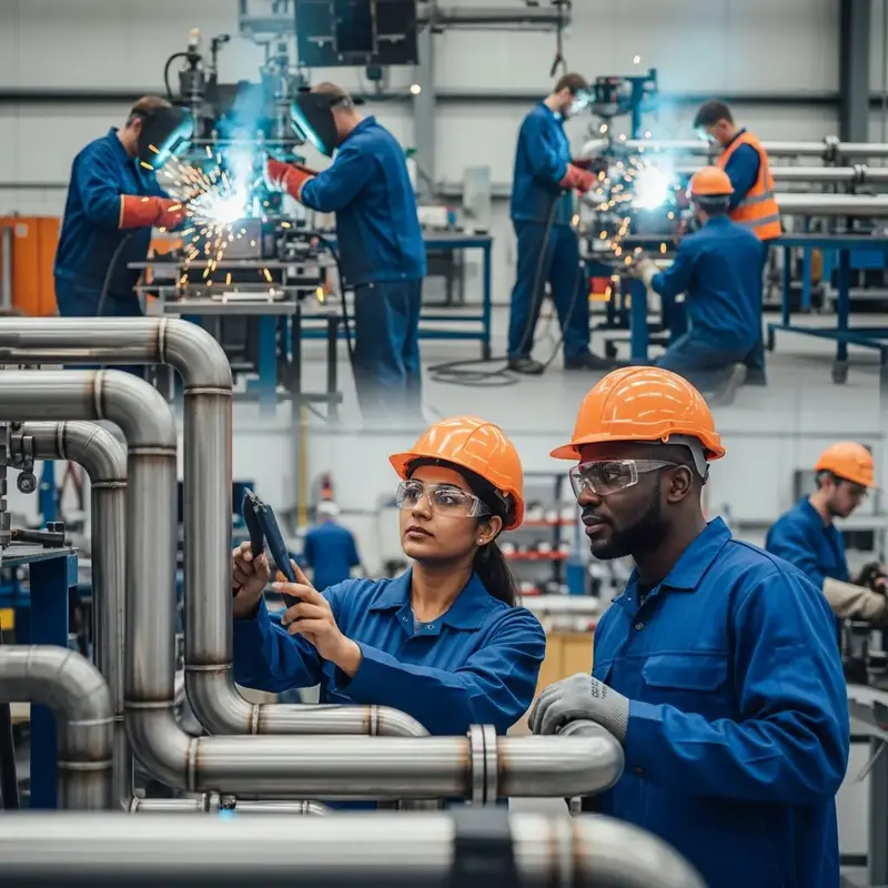 Visão geral de uma fábrica moderna com equipamentos industriais