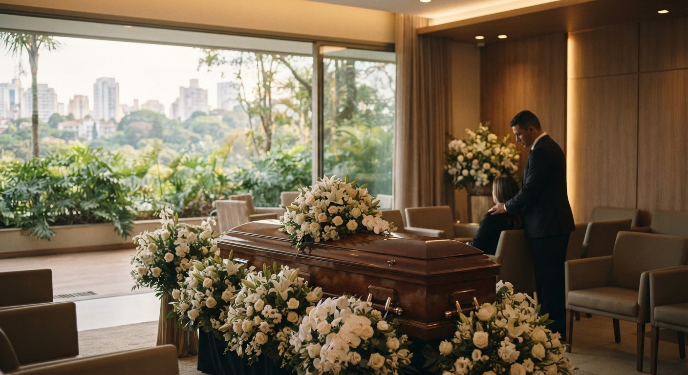 Sala de atendimento reservada e acolhedora da Funerária no Morumbi proporcionando conforto e discrição para as famílias