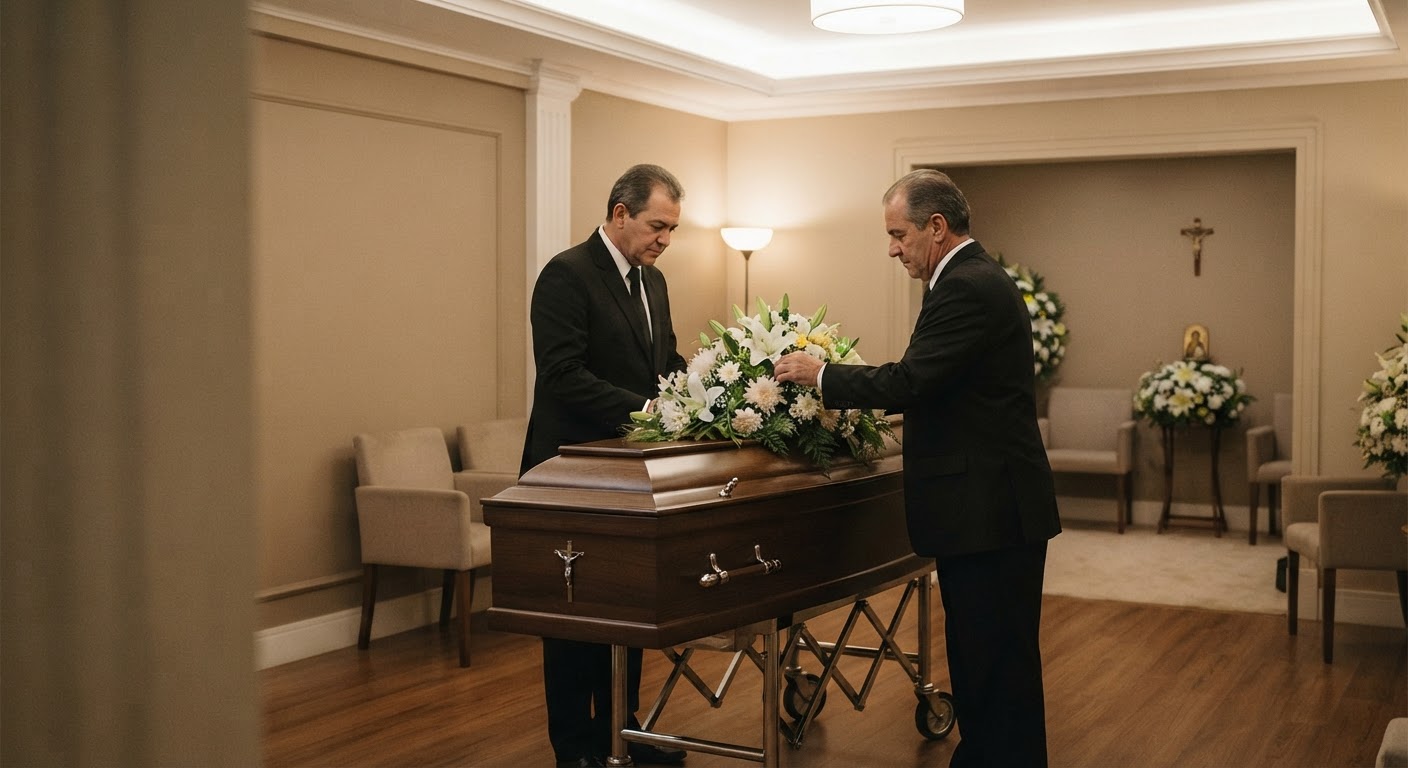 Ambiente de recepção sereno e acolhedor para famílias na Funerária Santana