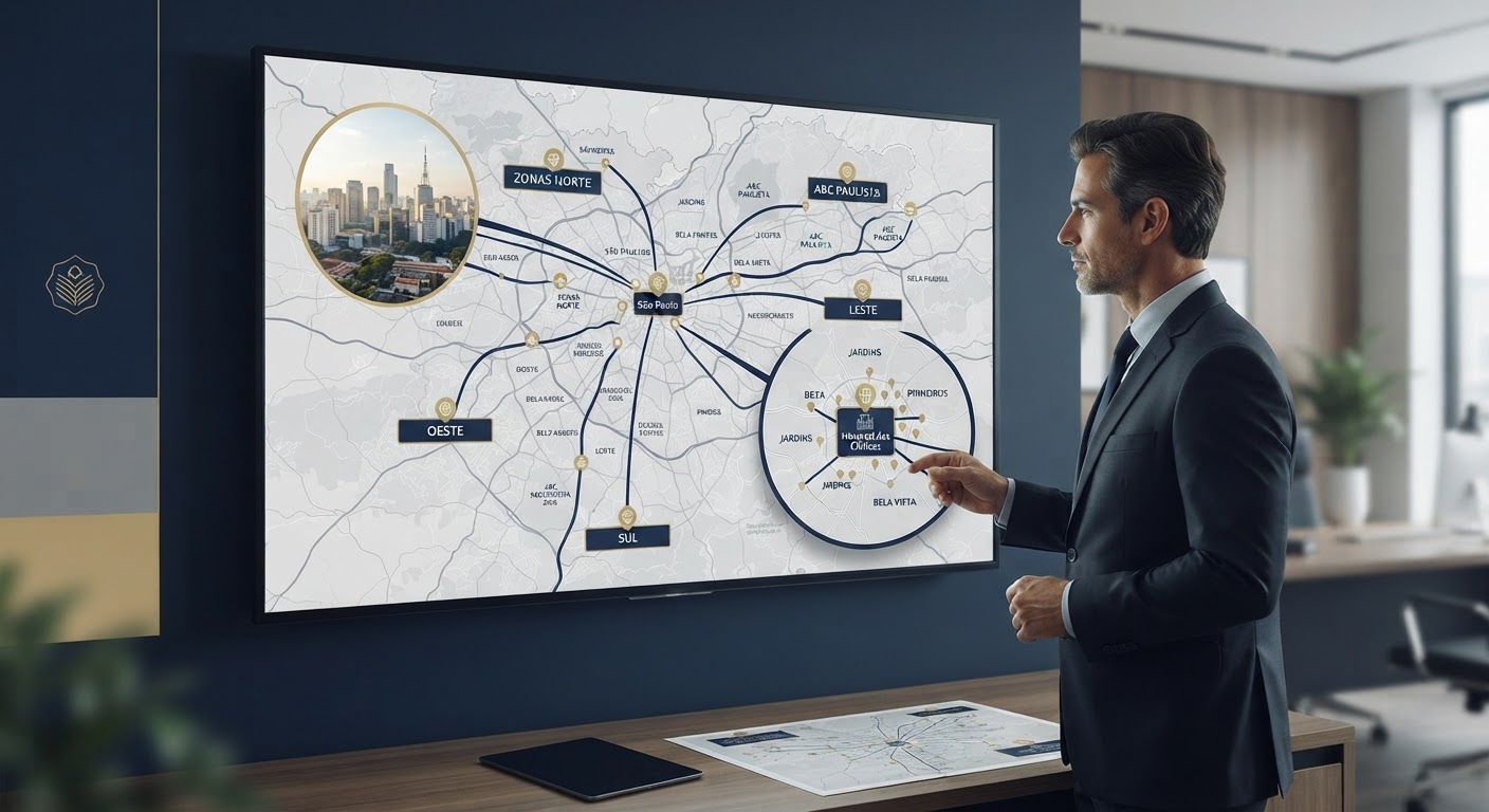 Mapa urbano de São Paulo detalhando rotas de tráfego rápido entre hospitais de referência