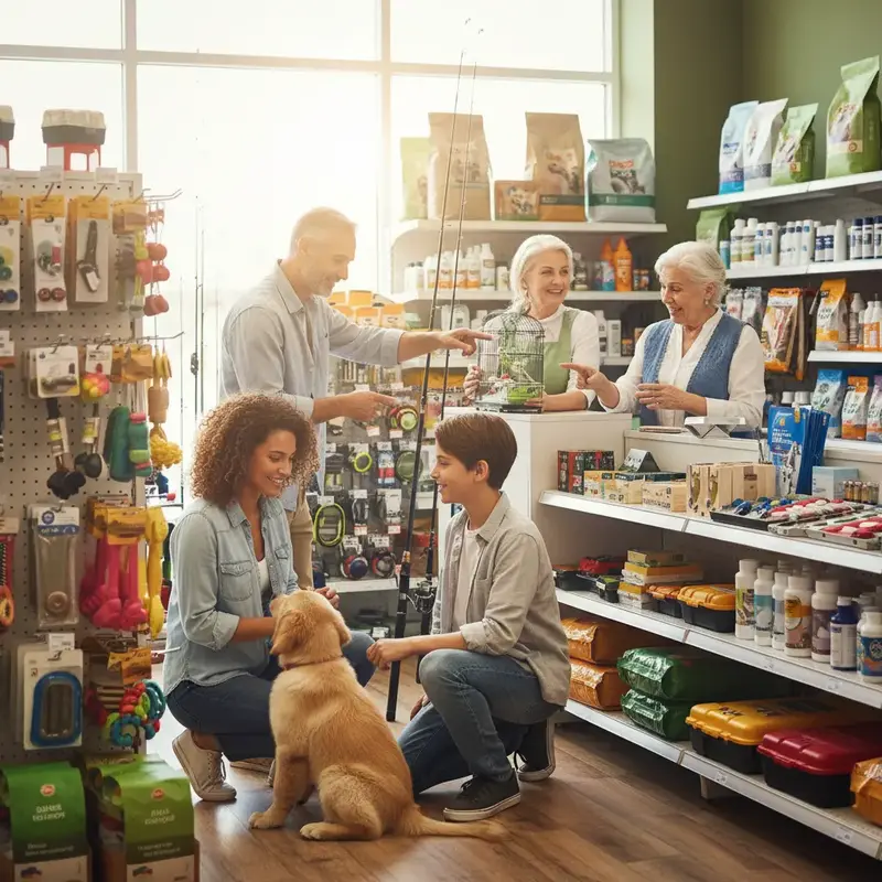 Variedade de sacos de ração premium para diferentes tipos de pets.
