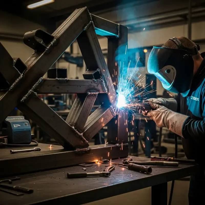 Equipe técnica uniformizada trabalhando em instalação de sistema